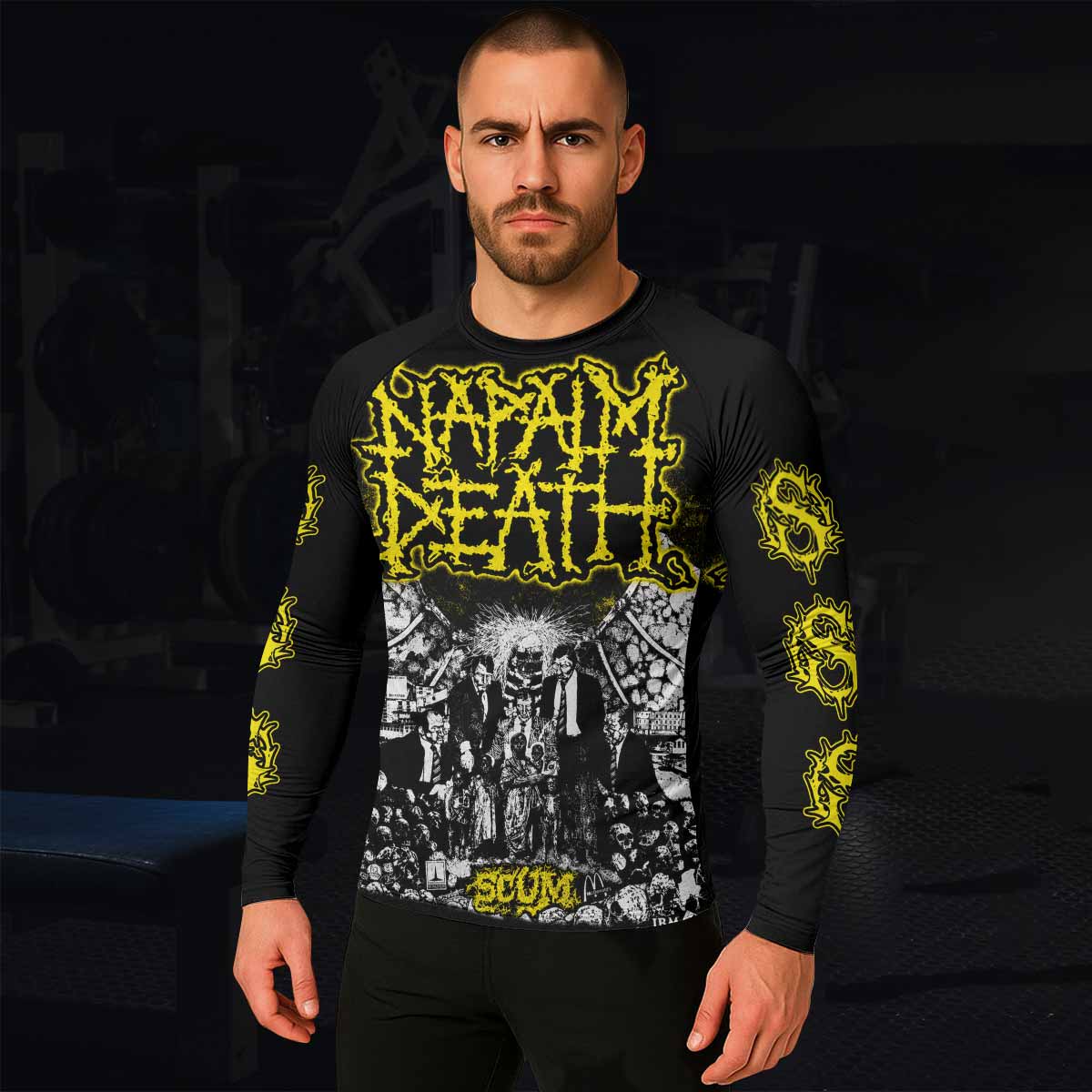 Napalm Death Scum Men's Rash Guard Long Sleeve - lifestyle view