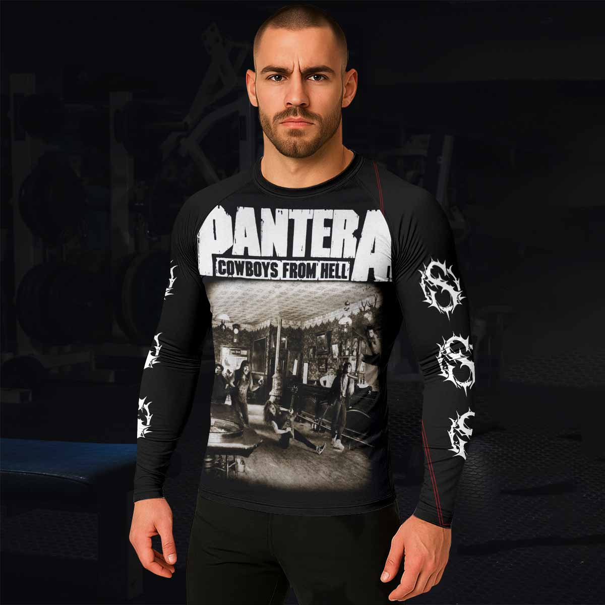 Cowboys from Hell Pantera Men's Rash Guard Long Sleeve - lifestyle view