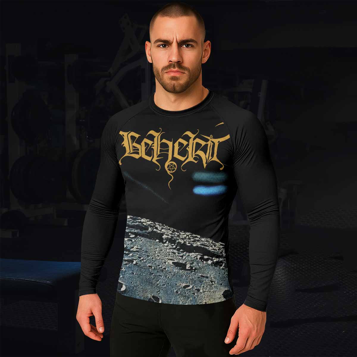 Beherit Drawing Down the Moon Men's Rash Guard Long Sleeve - lifestyle view