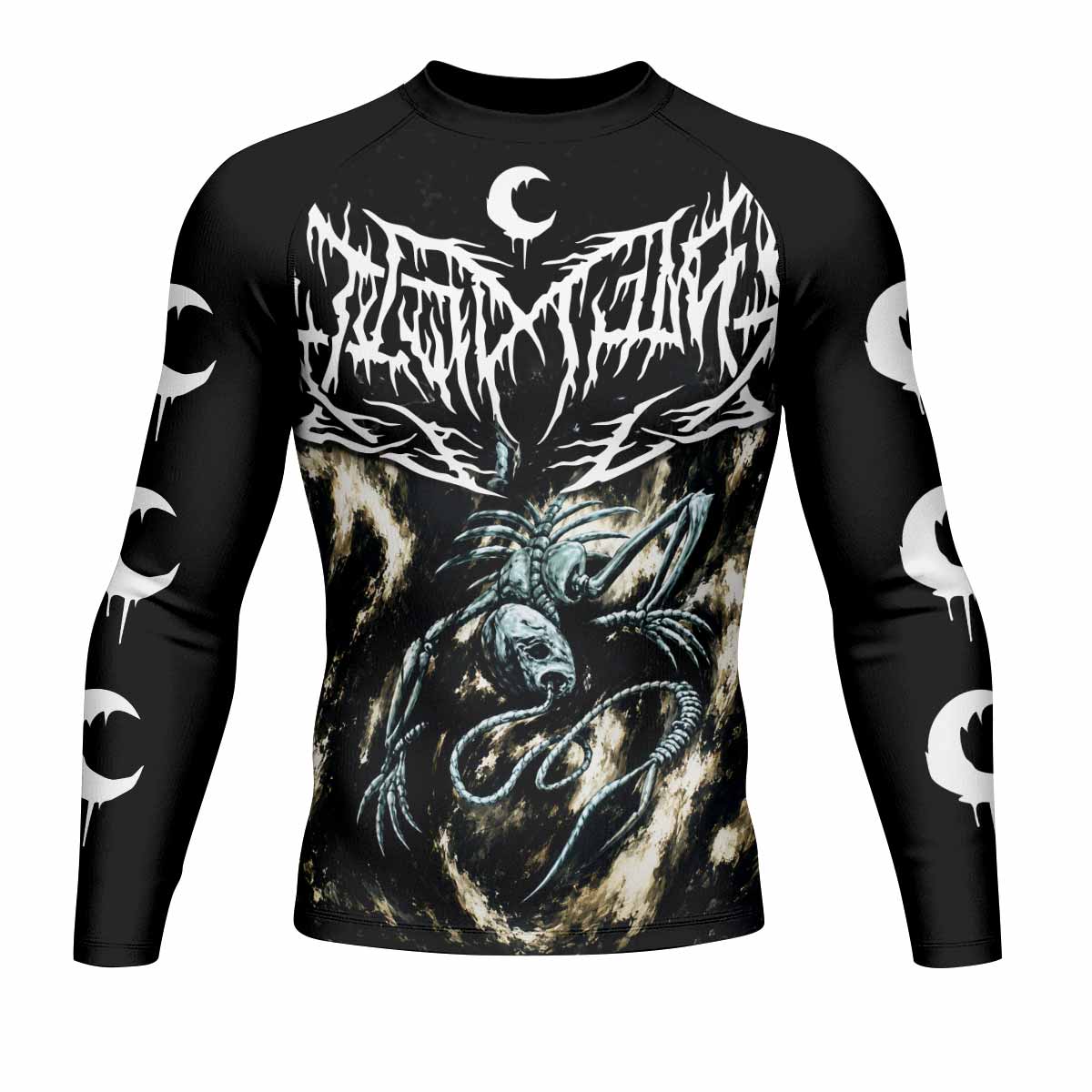 Leviathan A Silhouette in Splinters Men's Rash Guard Long Sleeve - front view mockup