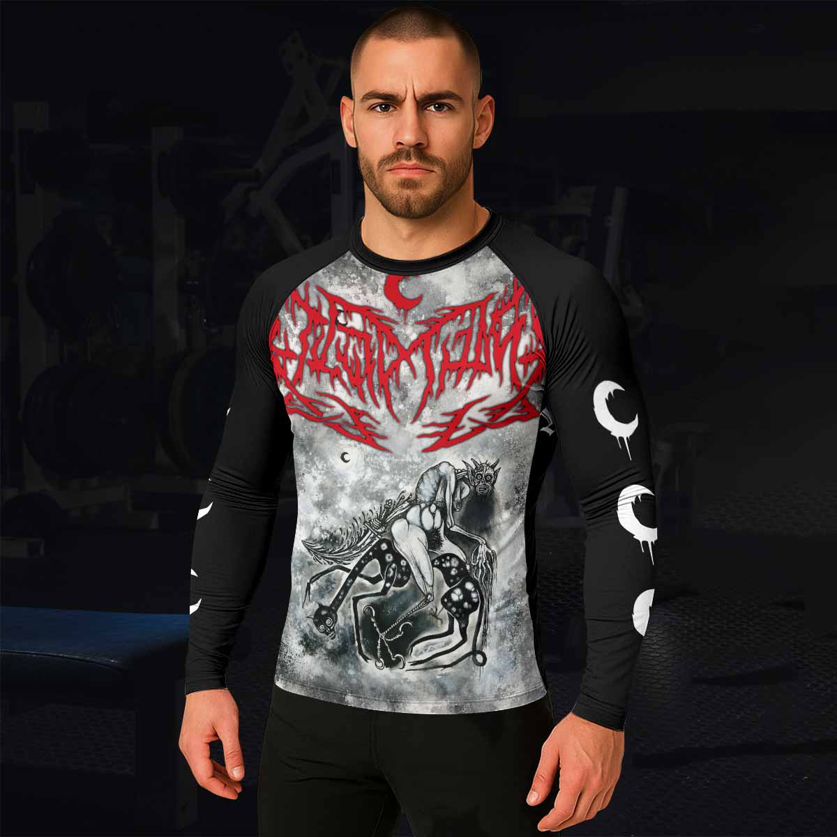 Leviathan Tentacles of Whorror Men's Rash Guard Long Sleeve - lifestyle view