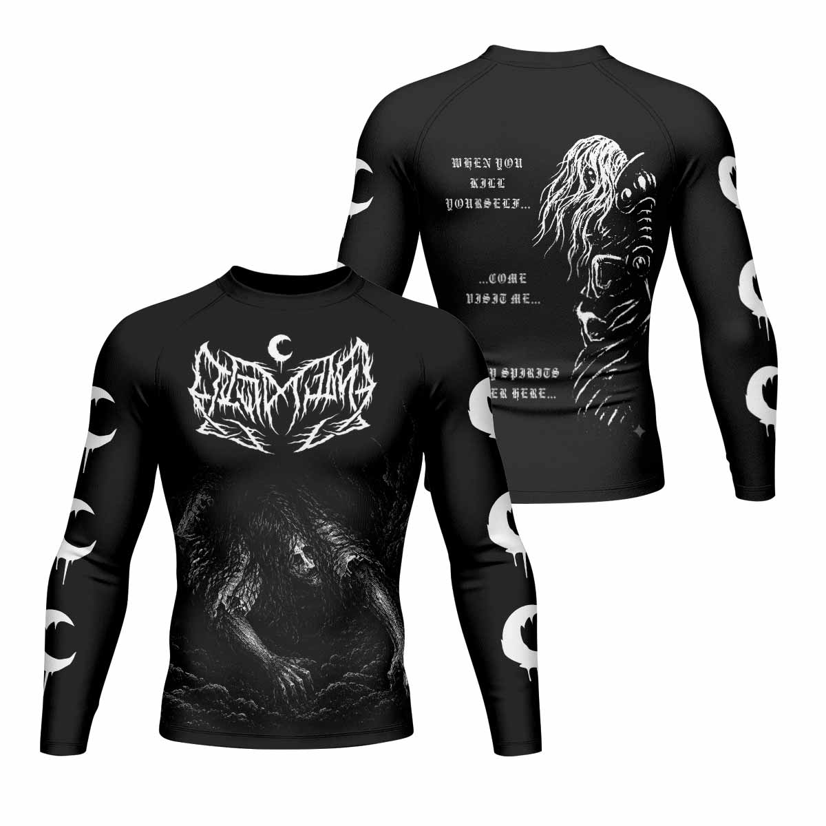 Leviathan Fucking Your Ghost In Chains of Ice Men's Rash Guard Long Sleeve - front and back view