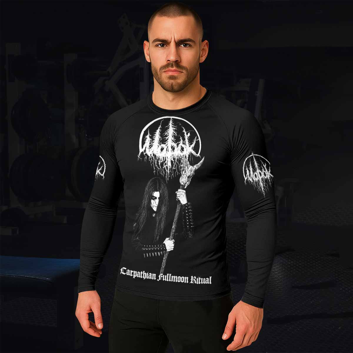 Morok Carpathian Fullmoon Ritual Men's Rash Guard Long Sleeve - lifestyle view