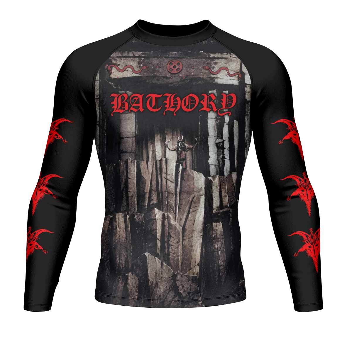 Bathory Under the Sign of the Black Mark Men's Rash Guard Long Sleeve - front view mockup
