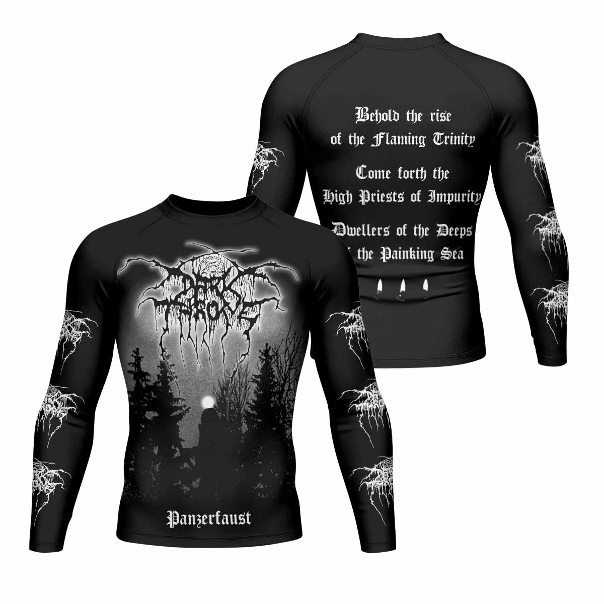 Darkthrone Panzerfaust Men's Rash Guard Long Sleeve - front and back view