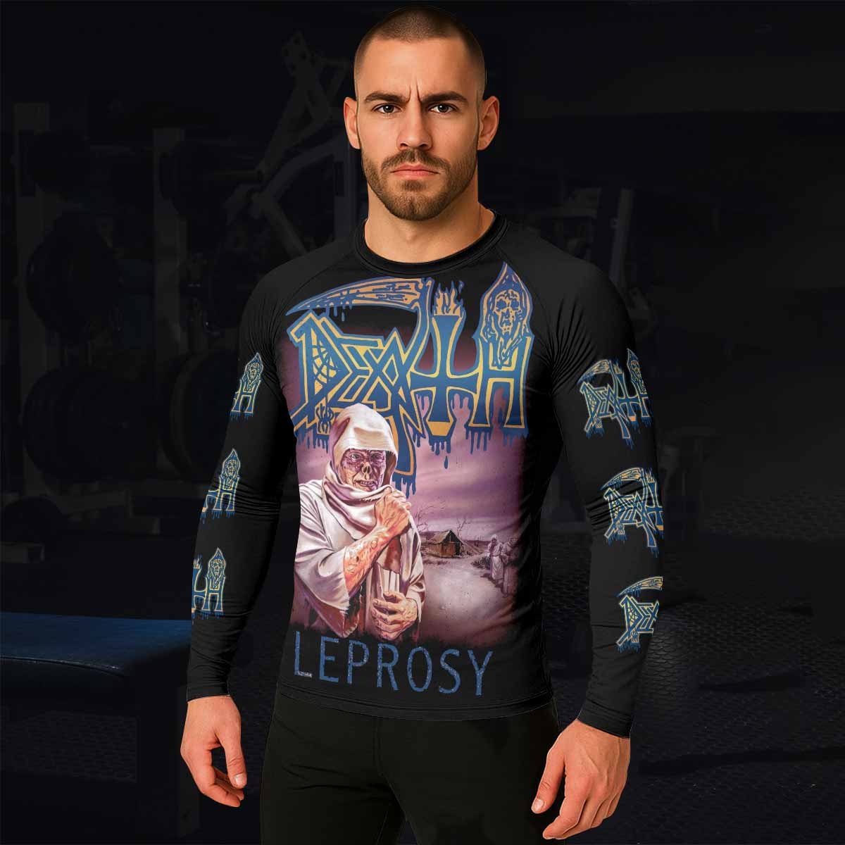 Death Leprosy Men's Rash Guard Long Sleeve - lifestyle view