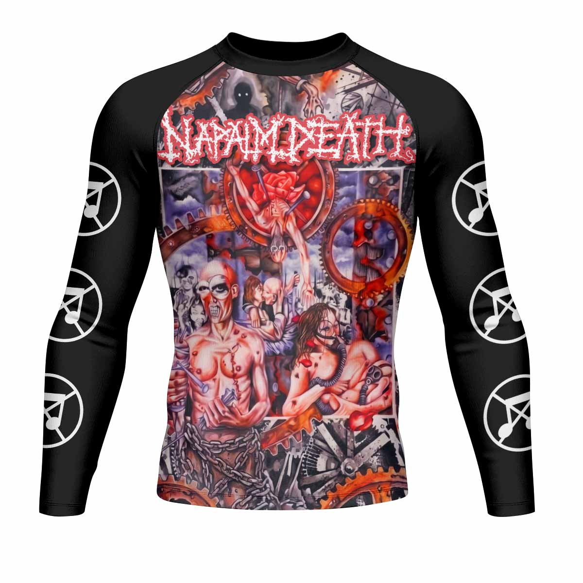 Napalm Death Utopia Banished Men's Rash Guard Long Sleeve - front view mockup
