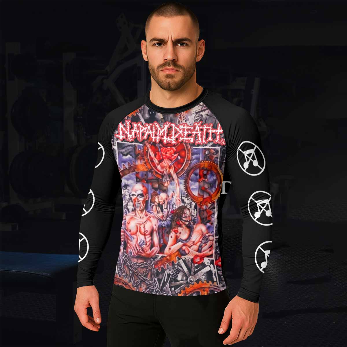 Napalm Death Utopia Banished Men's Rash Guard Long Sleeve - lifestyle view