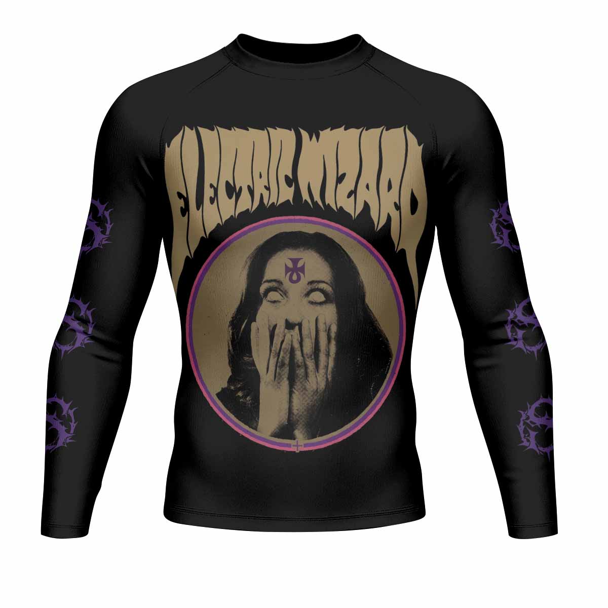 Electric Wizard Let Us Prey Men's Rash Guard Long Sleeve - front view mockup