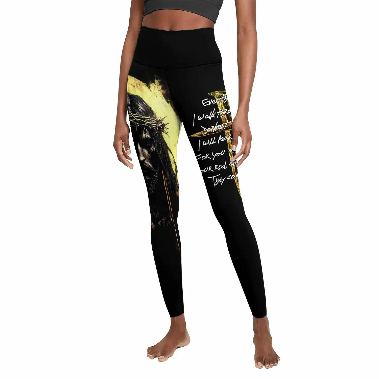 Psalm 23:4 No Evil Shall I Fear Women's Leggings - front view mockup