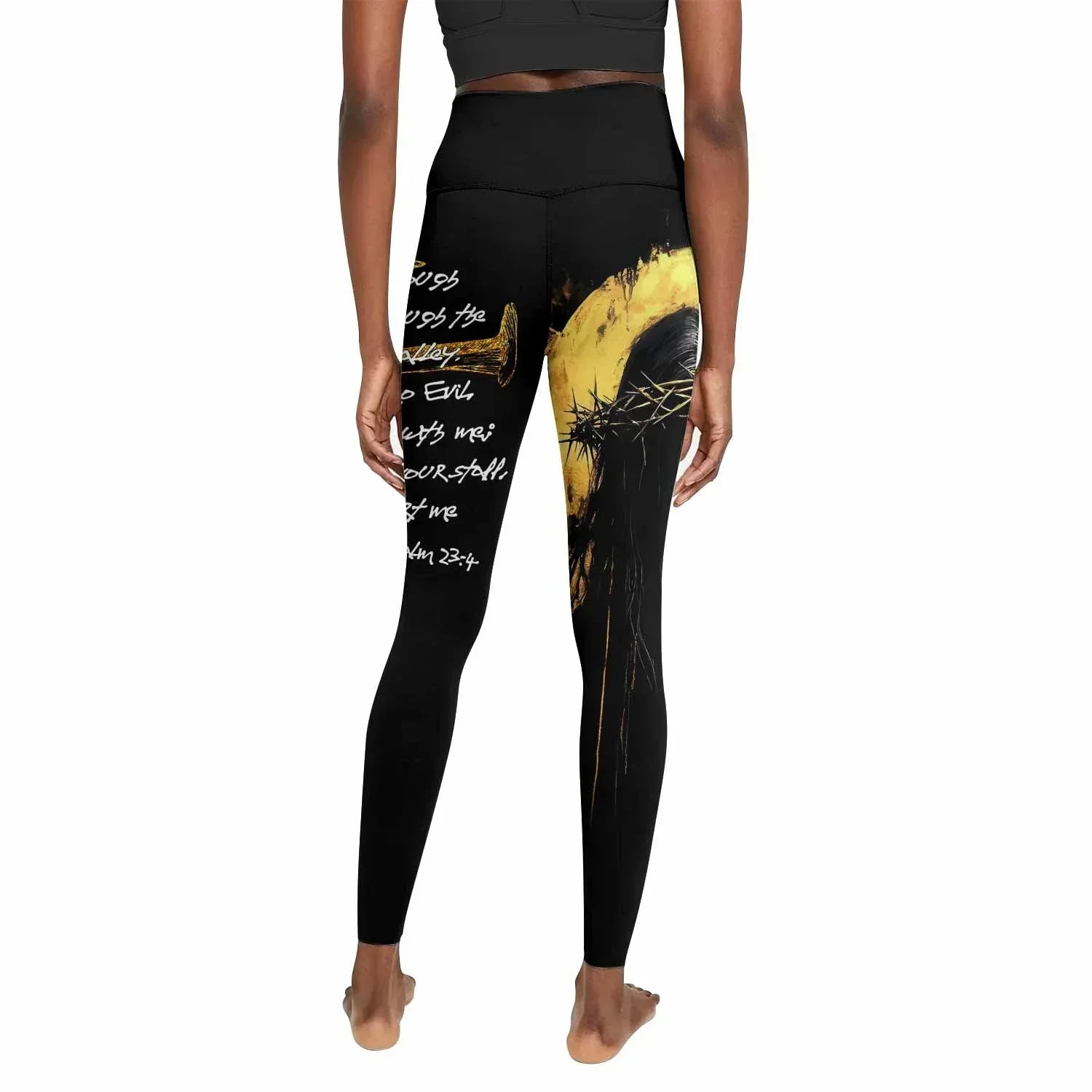 Psalm 23:4 No Evil Shall I Fear Women's Leggings - back view mockup