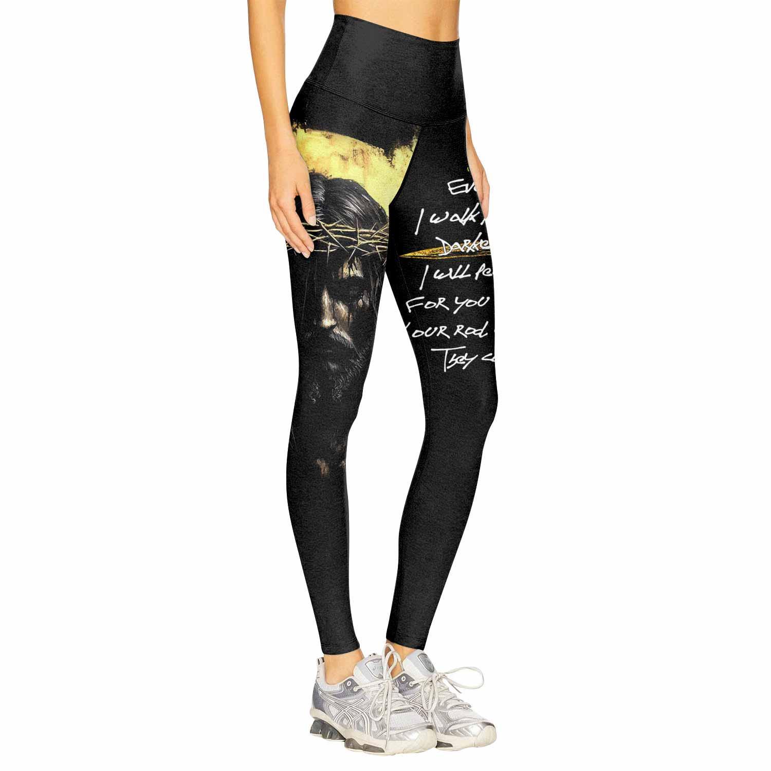 Psalm 23:4 No Evil Shall I Fear Women's Leggings - right side mockup