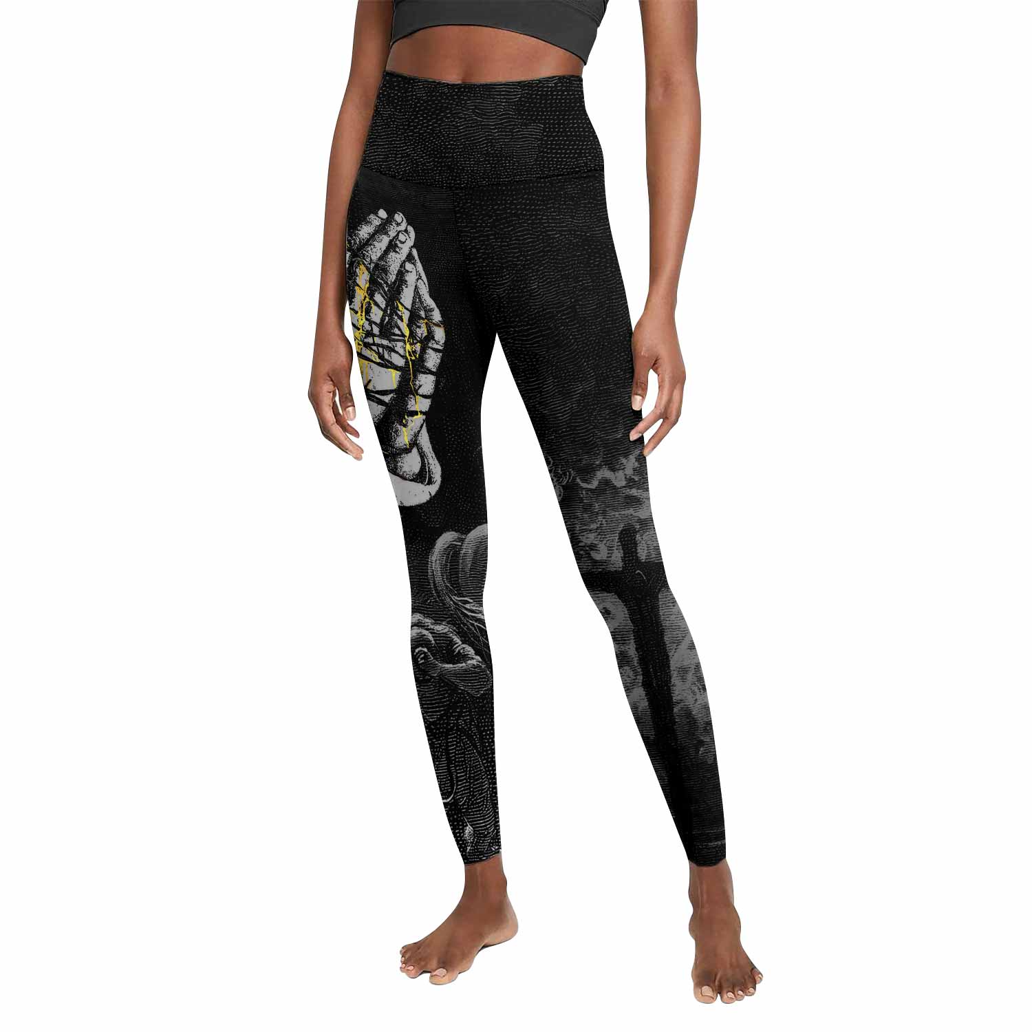 Crucified Grace Women's Leggings - front view mockup