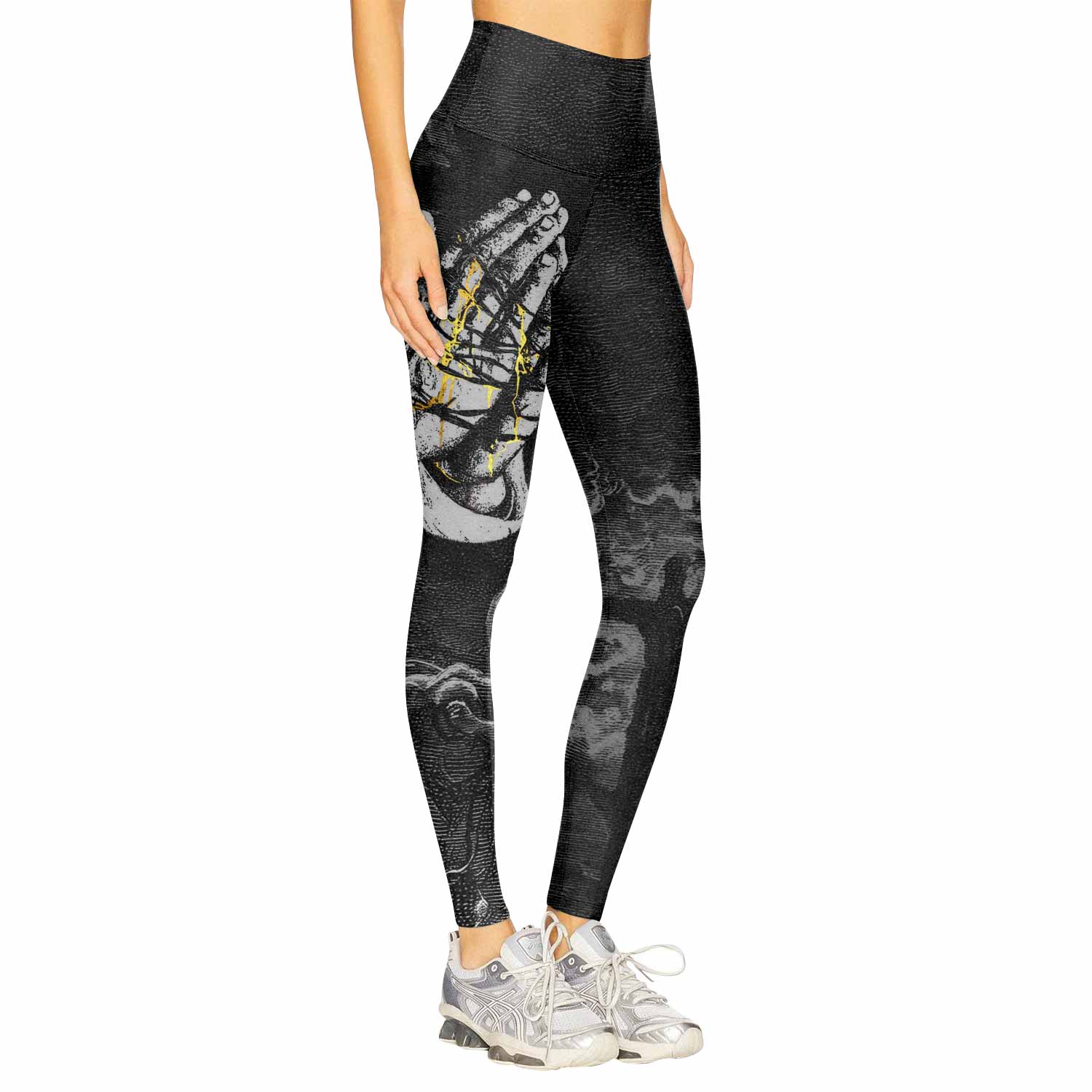 Crucified Grace Women's Leggings - right side mockup