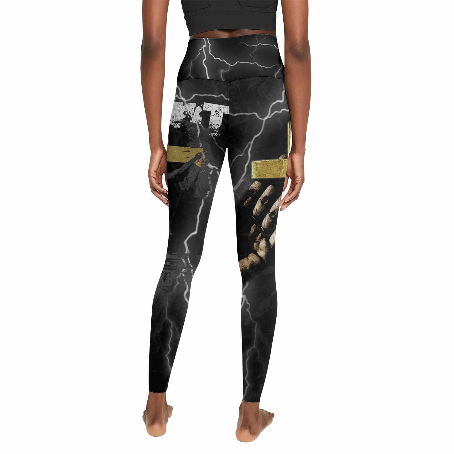 Crucified Saint Women's Leggings - back view mockup