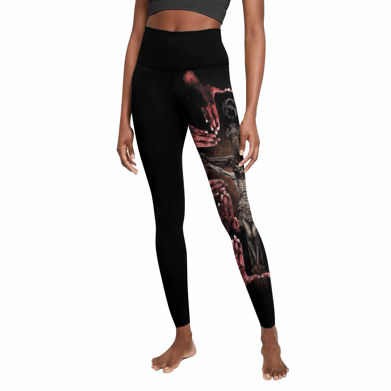 Stigmata Prayer Women's Leggings - front view mockup