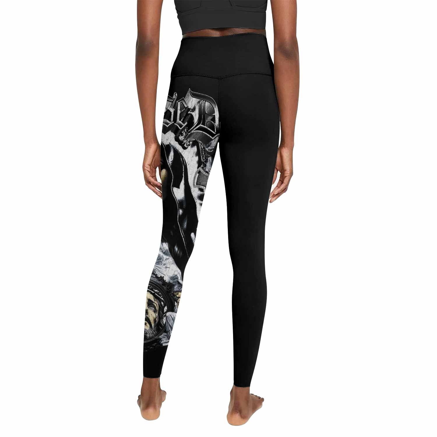 Blessed Saint Women's Leggings - back view mockup