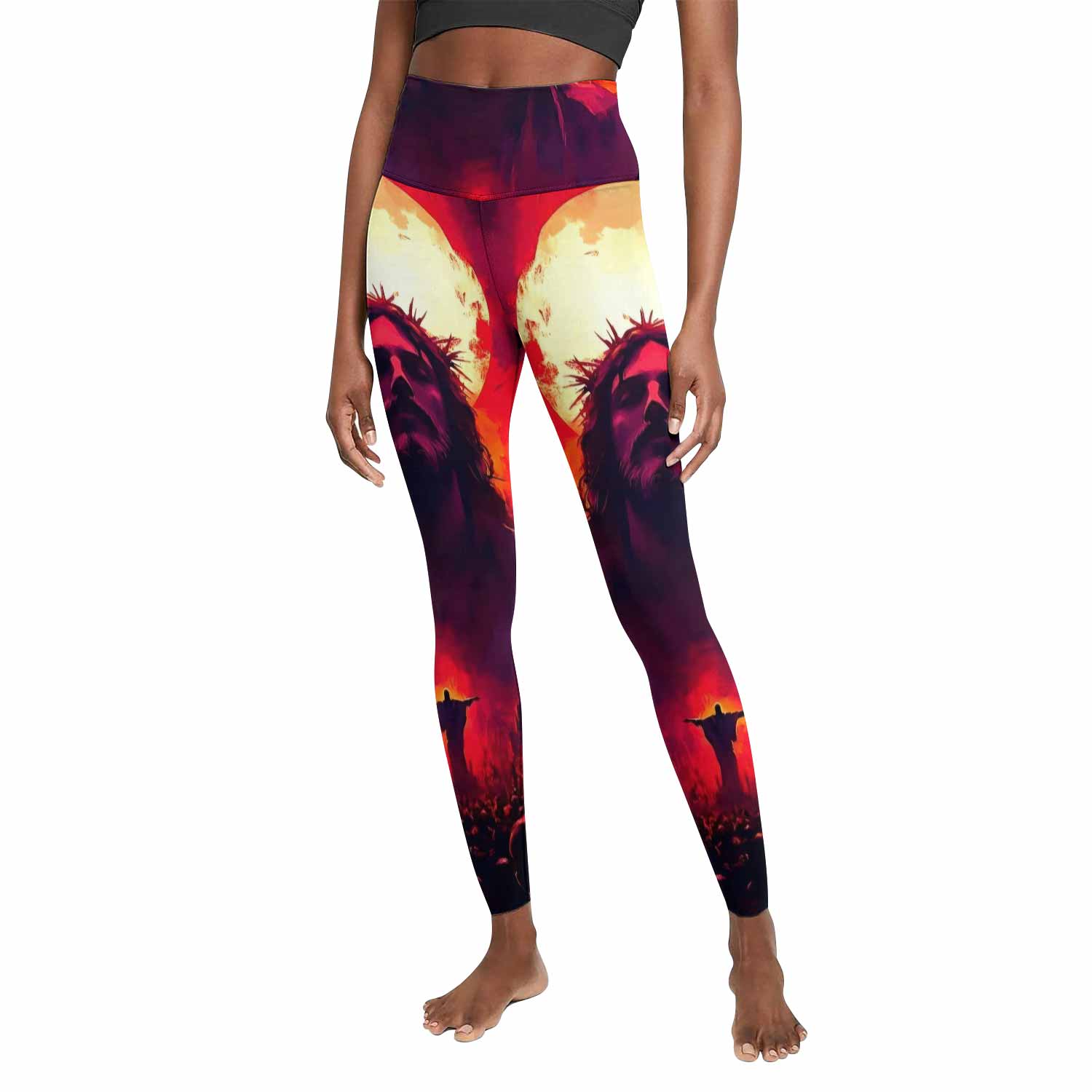 Red Redemption Women's Leggings - front view mockup