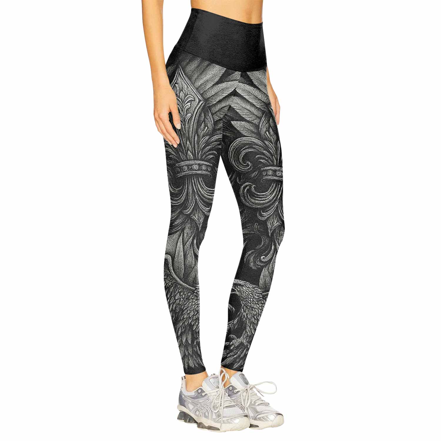 Shadow Silence Women's Leggings - right side mockup
