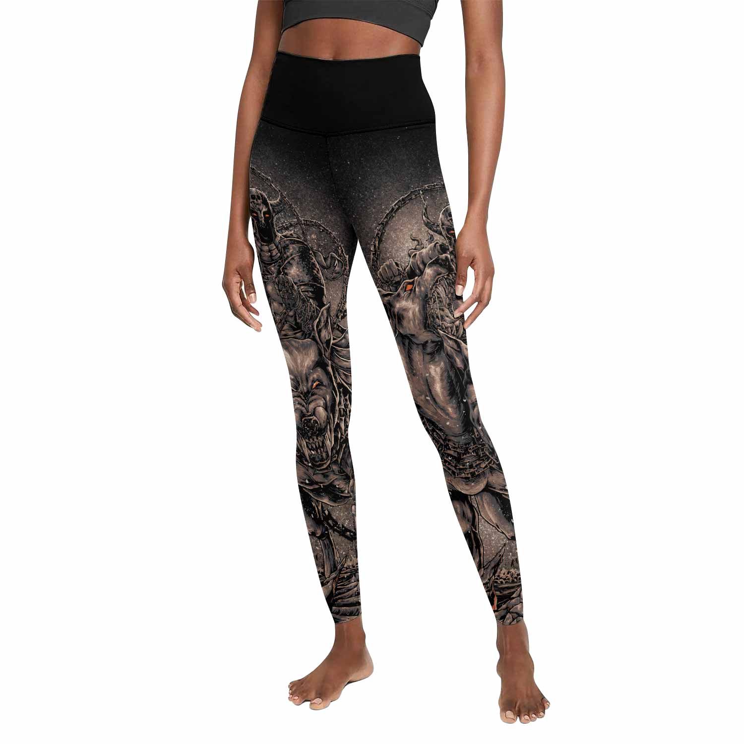 Dark Cerberus Unleashed Women's Leggings - front view mockup