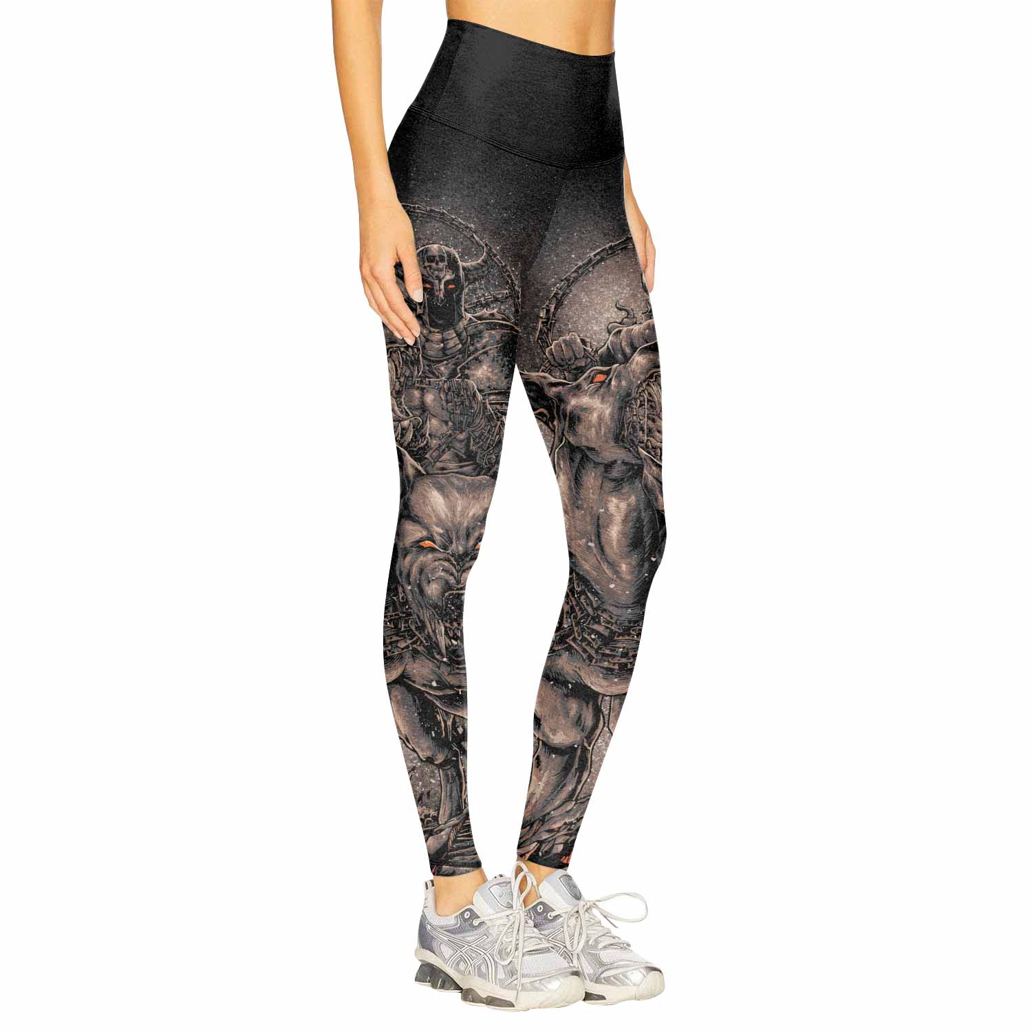 Dark Cerberus Unleashed Women's Leggings - right side mockup