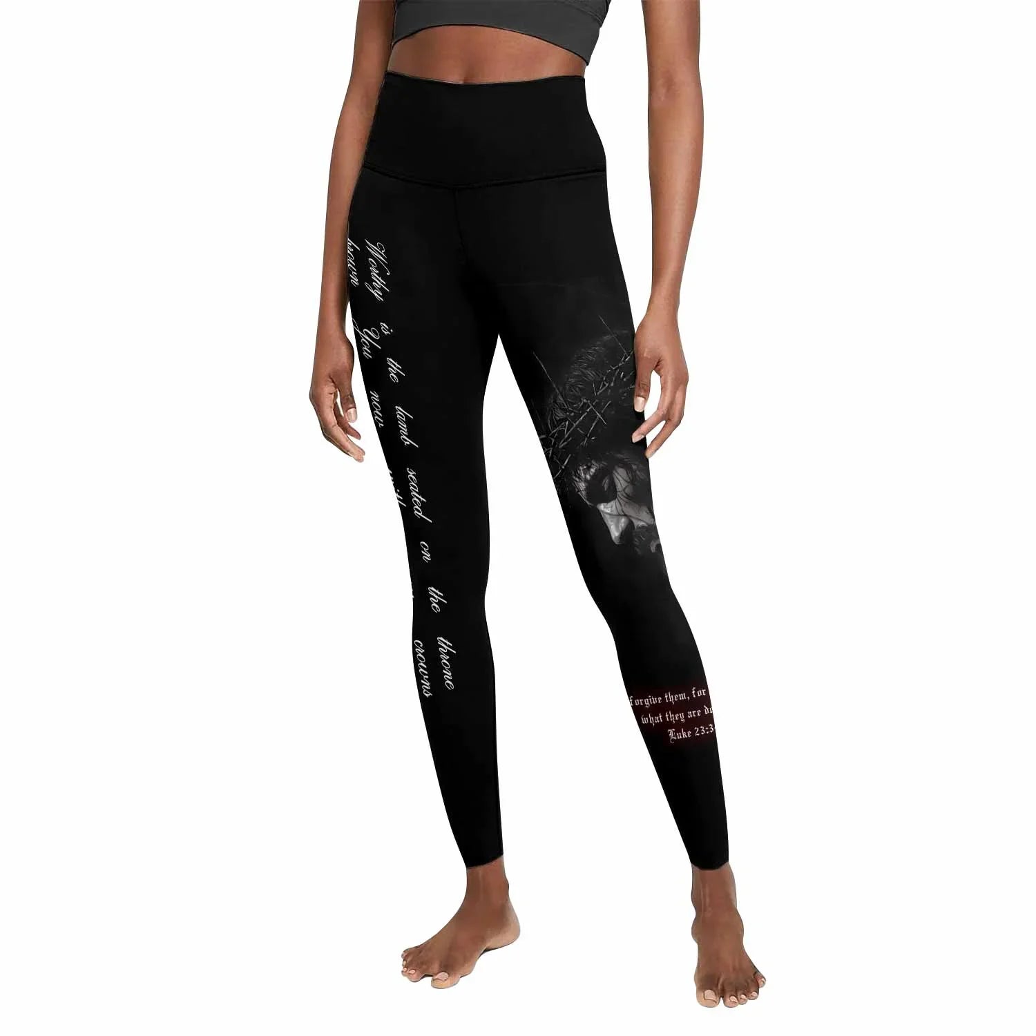Crucified Silence Women's Leggings - front view mockup