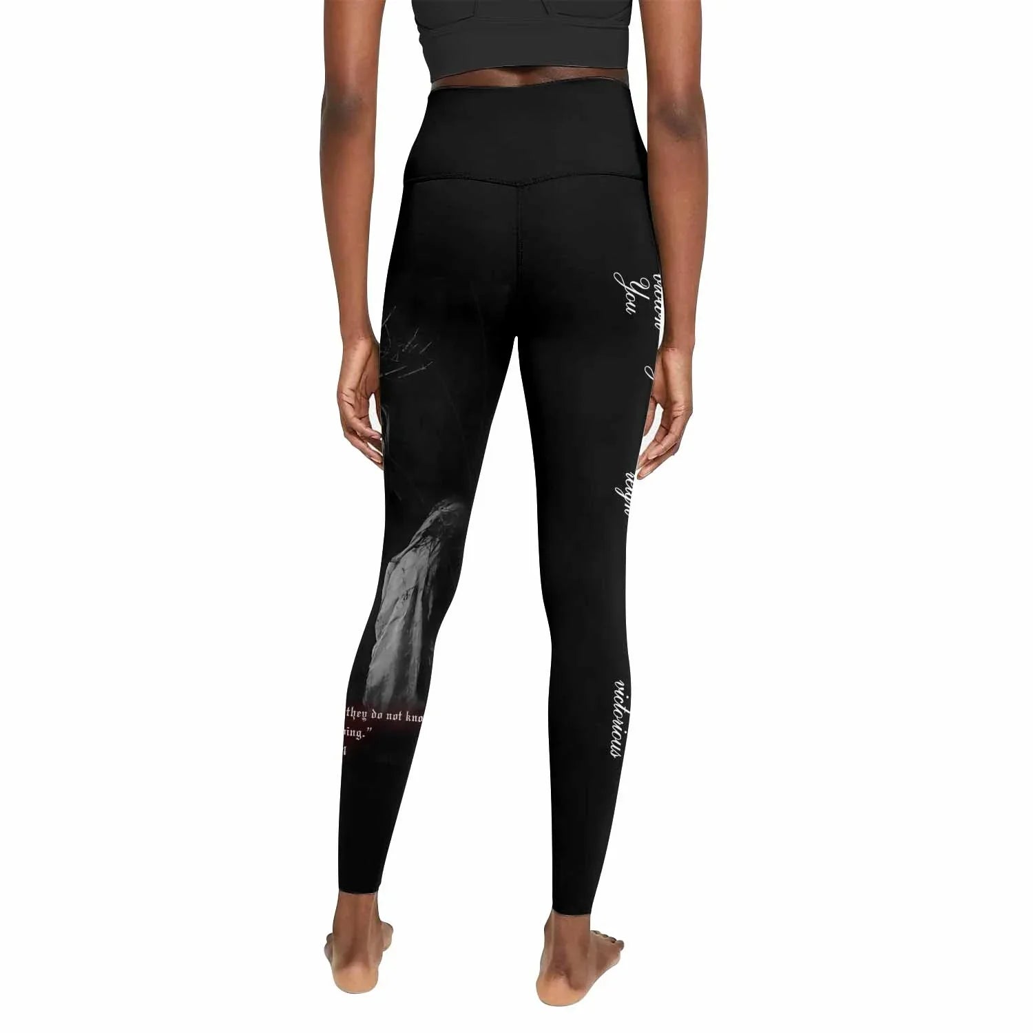 Crucified Silence Women's Leggings - back view mockup