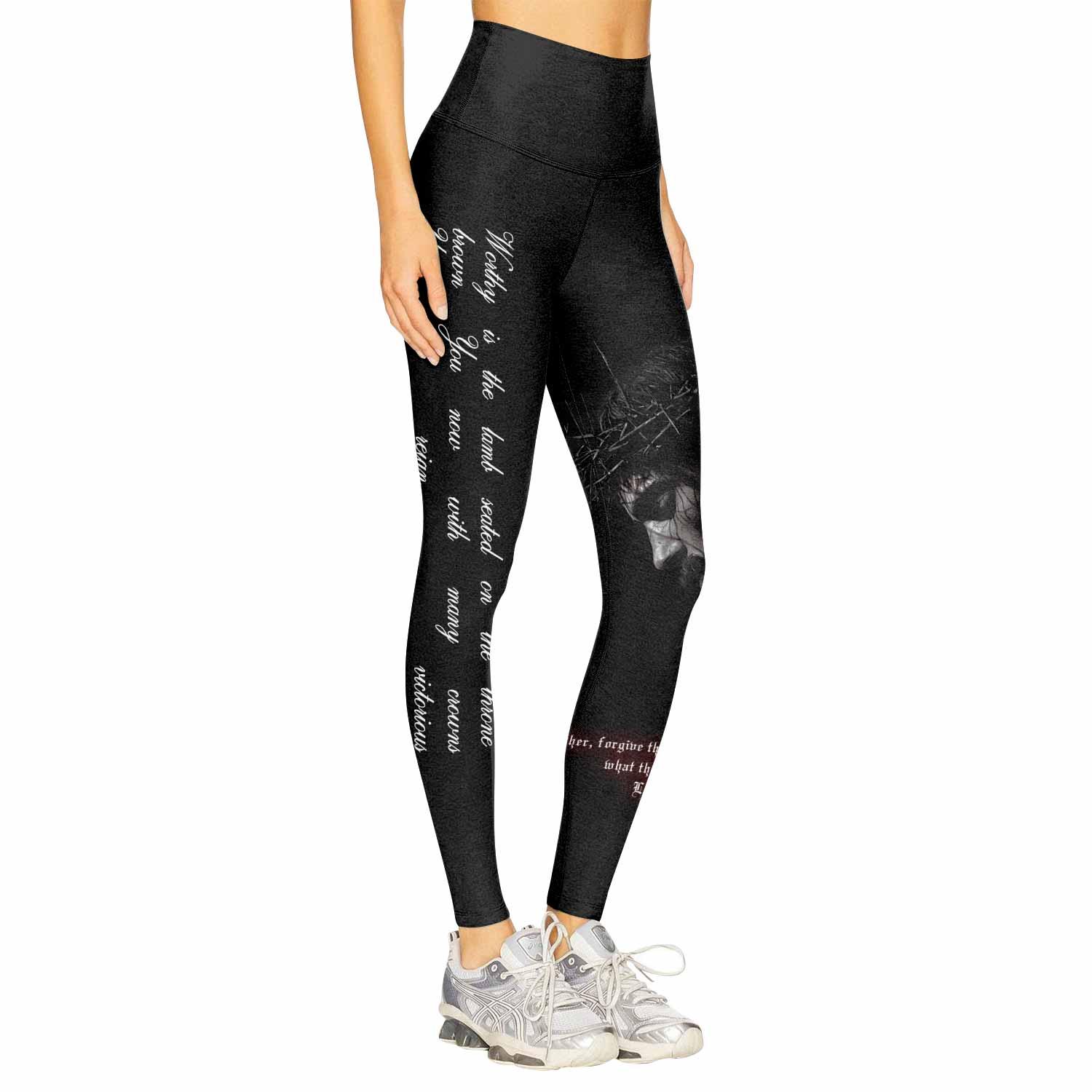 Crucified Silence Women's Leggings - right side mockup