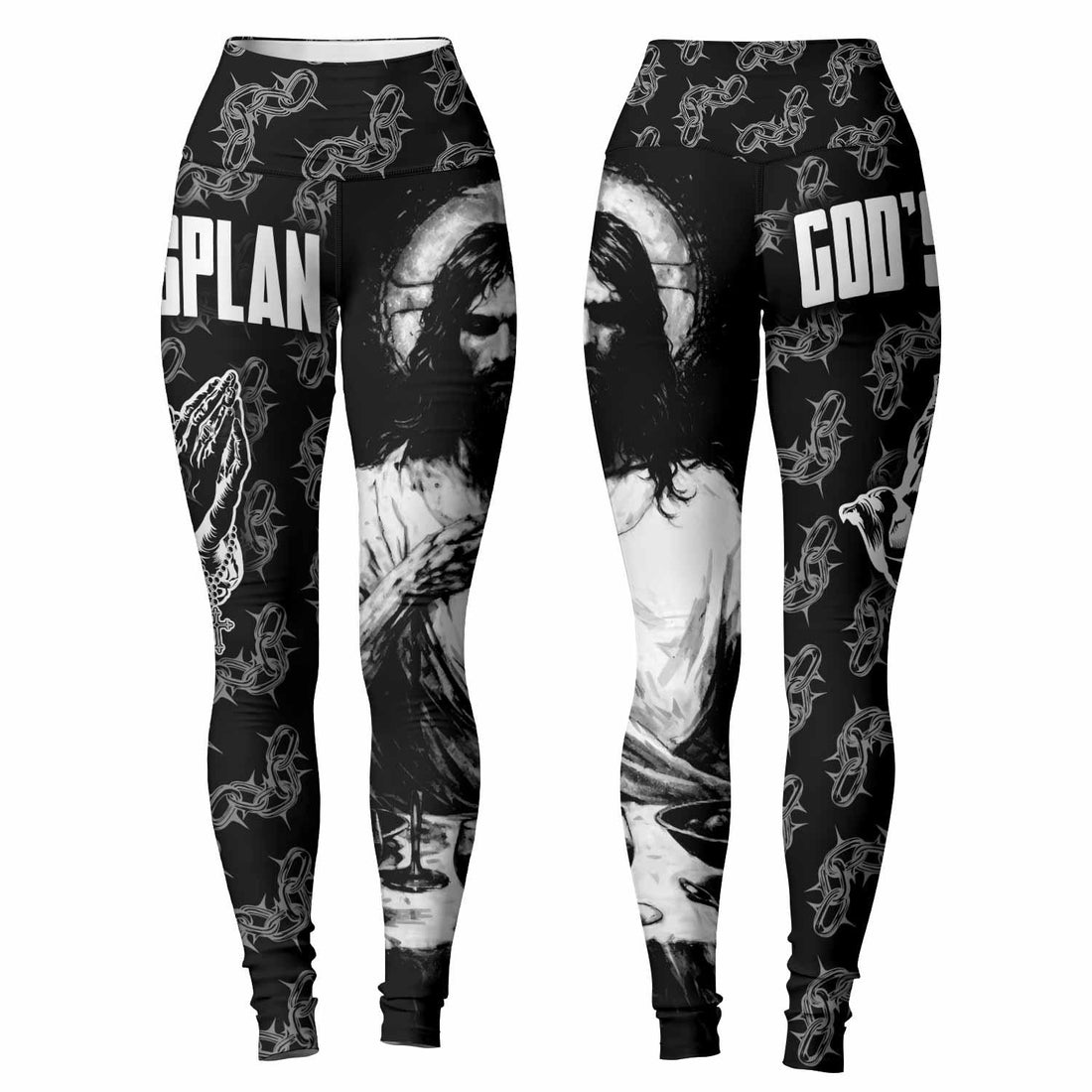 God's Plan Women's Leggings - front and back view