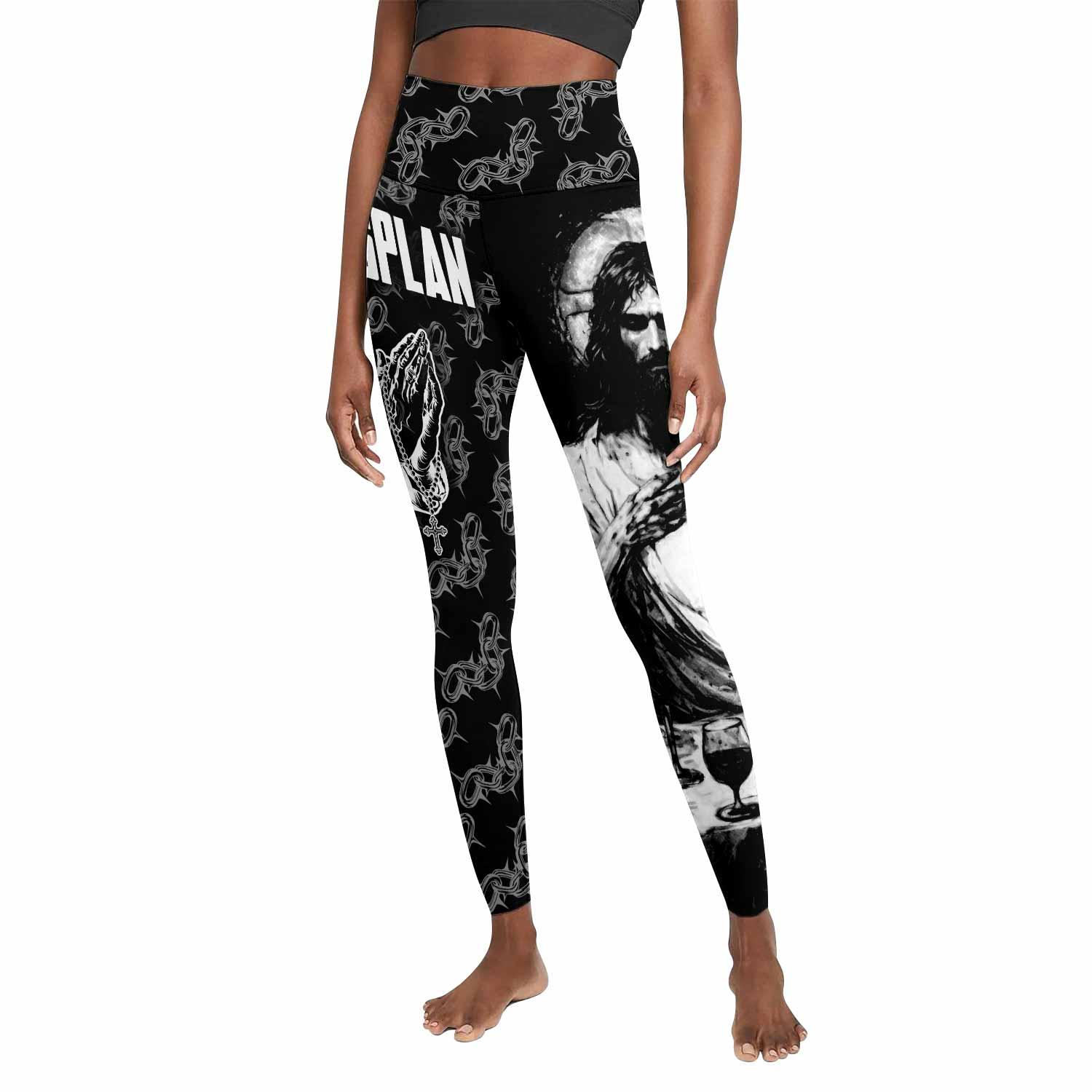 God's Plan Women's Leggings - front view mockup