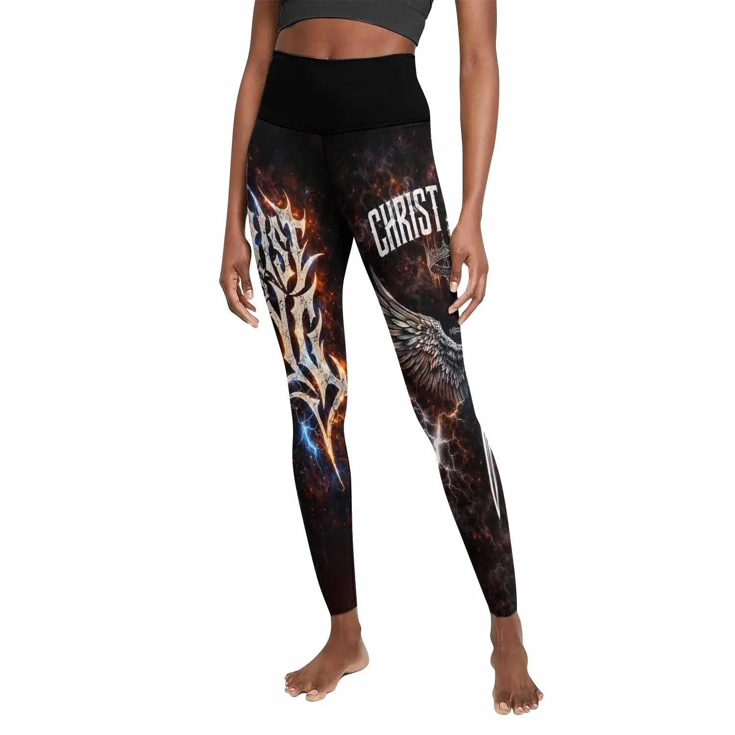 Christ is King Women's Leggings - front view mockup