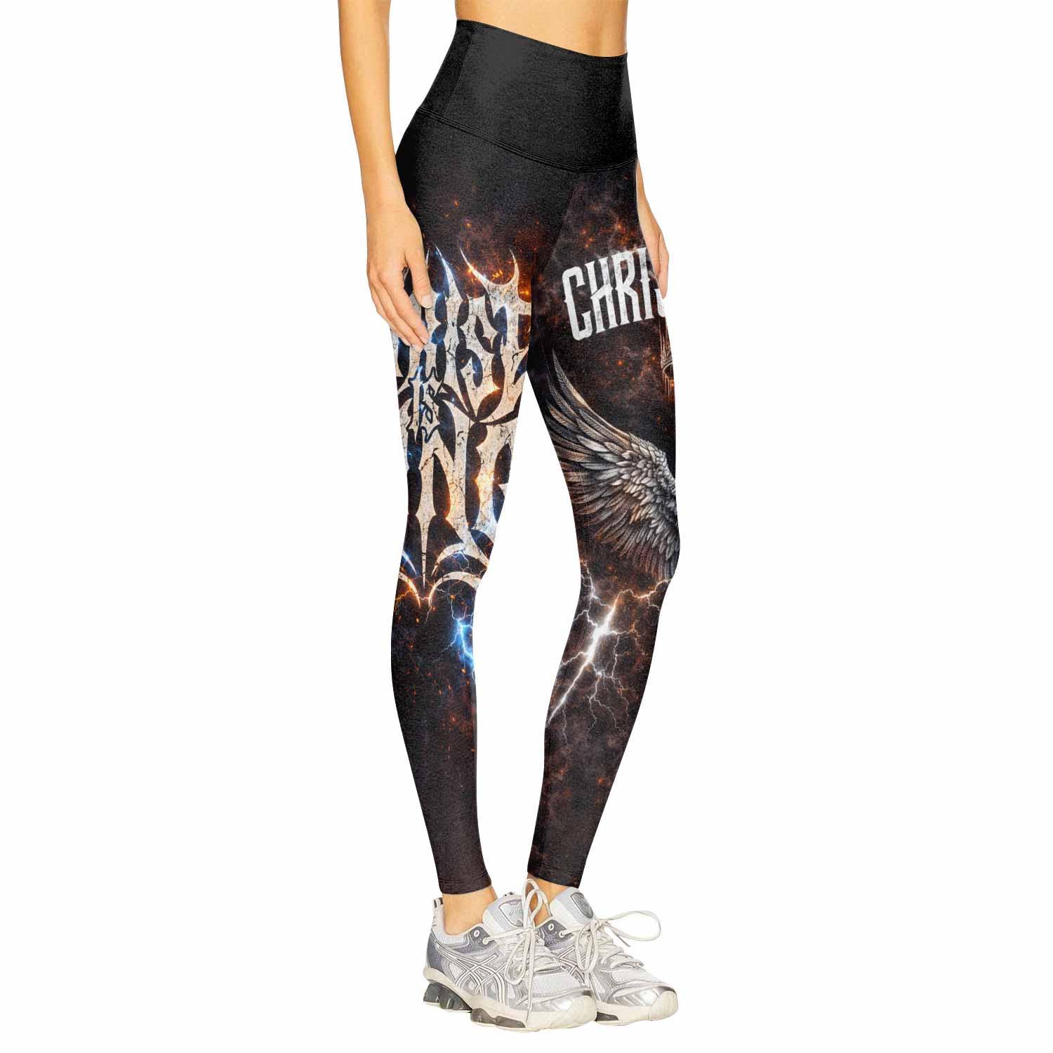 Christ is King Women's Leggings - right side mockup