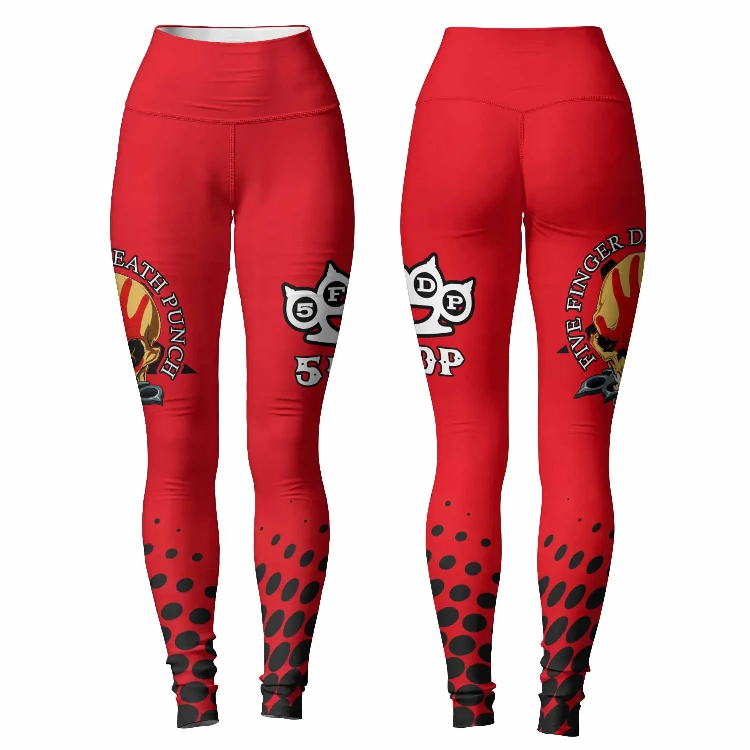 Five Finger Death Punch 5FDP Women's Leggings - front and back view