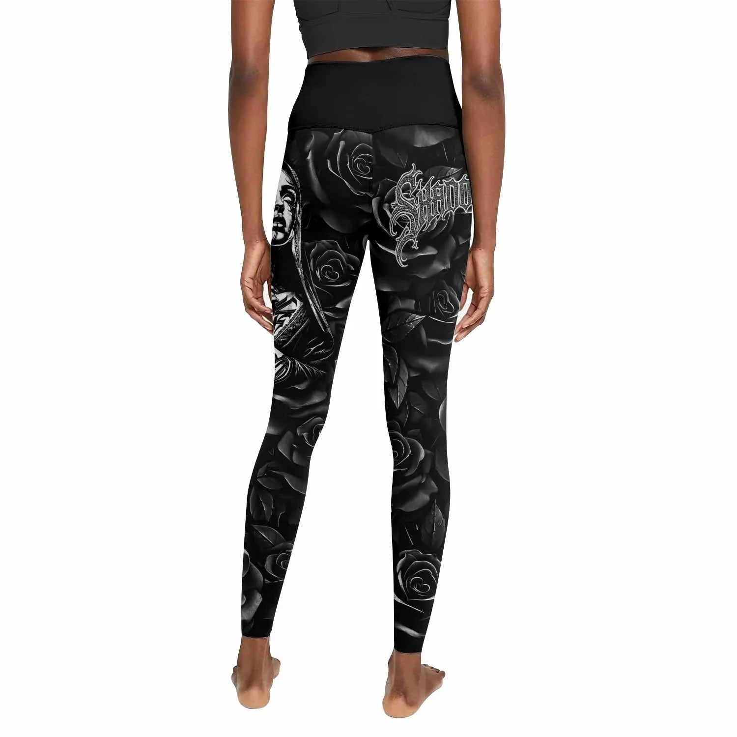Pray for the Rave Women's Leggings - back view mockup