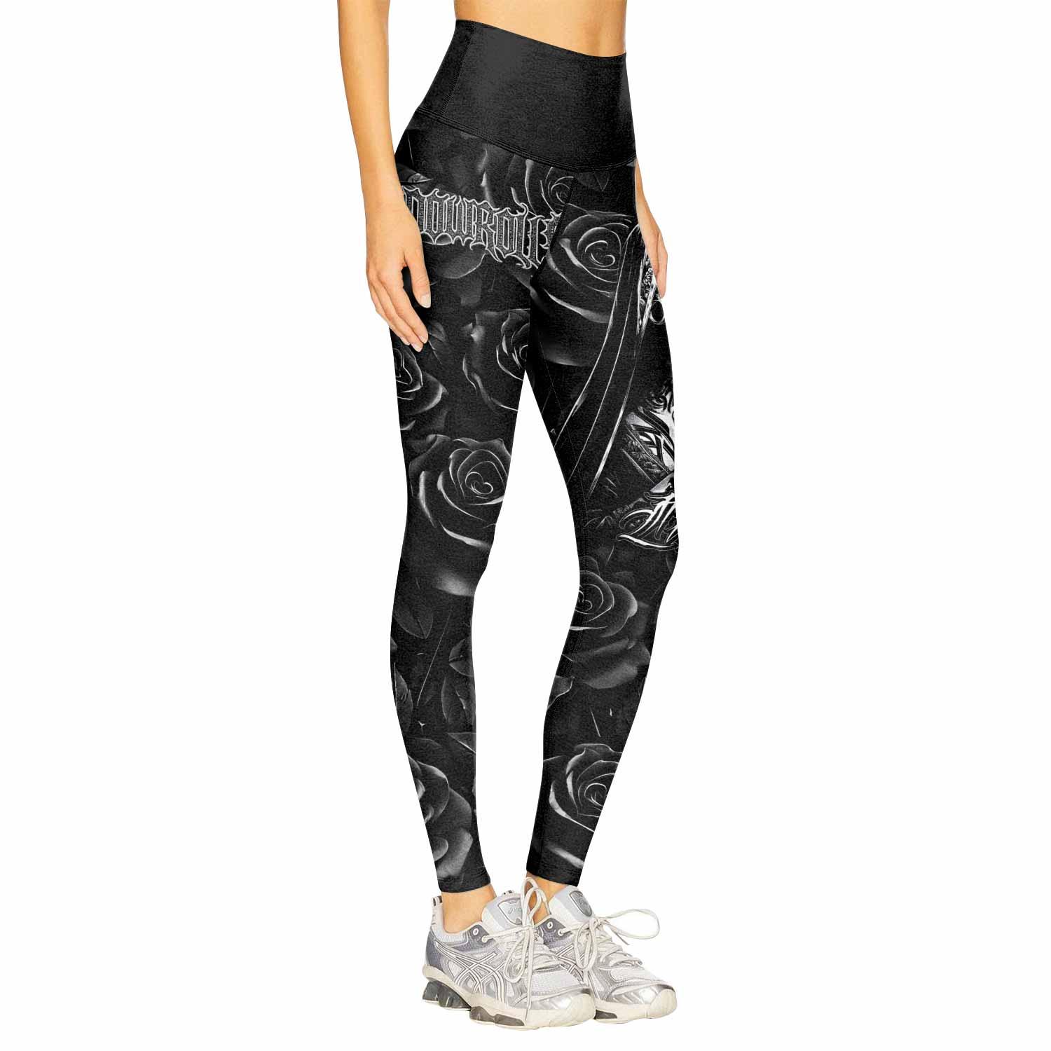 Pray for the Rave Women's Leggings - right side mockup