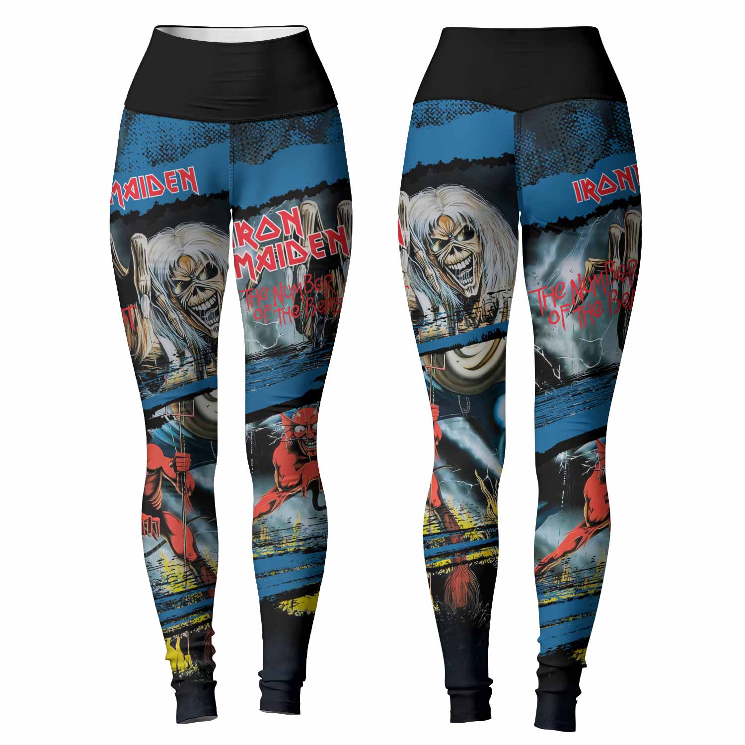 Iron Maiden The Number of the Beast Women's Leggings - front and back view