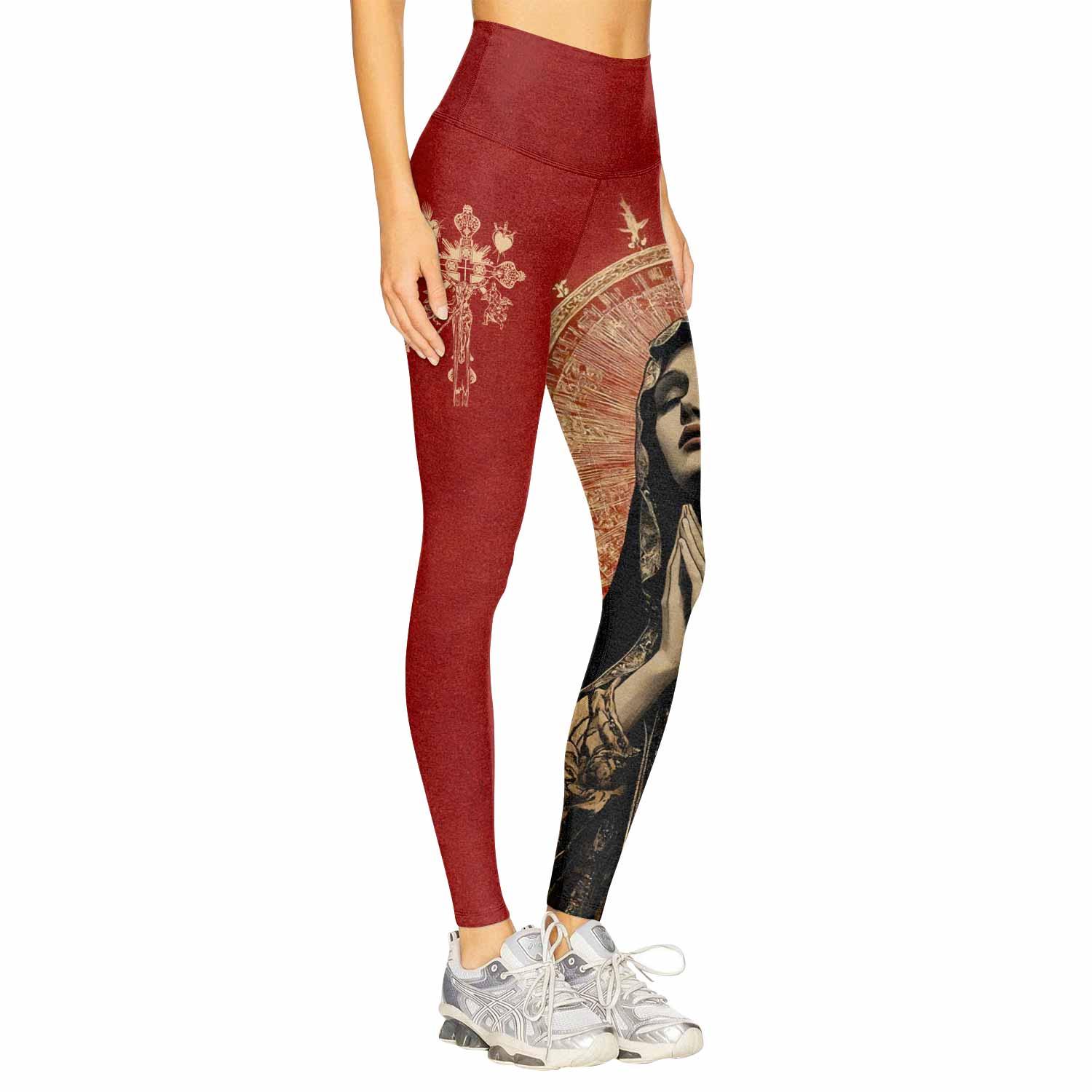 Mother of Sorrows Women's Leggings - right side mockup