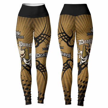 Five Finger Death Punch Gold V Women's Leggings - front and back view