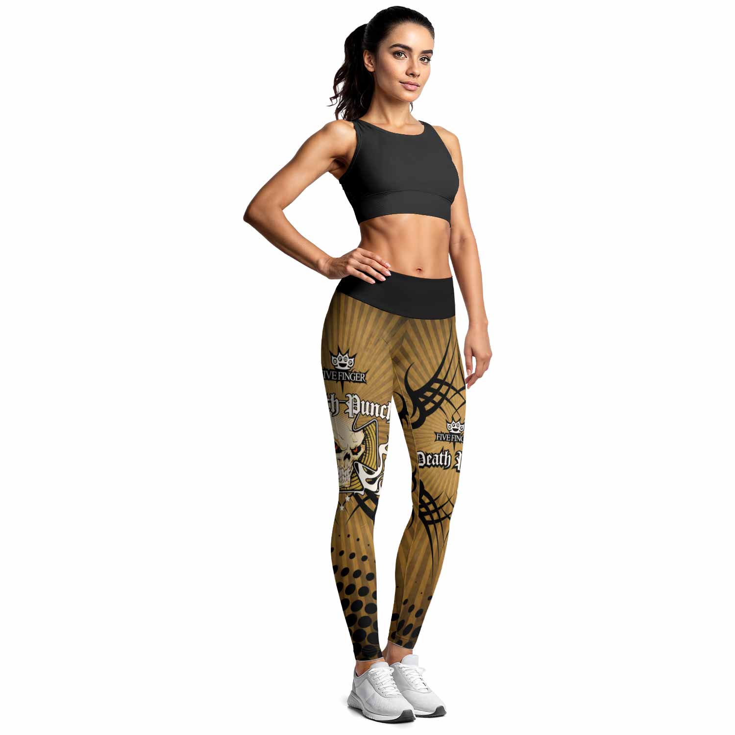 Five Finger Death Punch Gold V Women's Leggings - lifestyle view