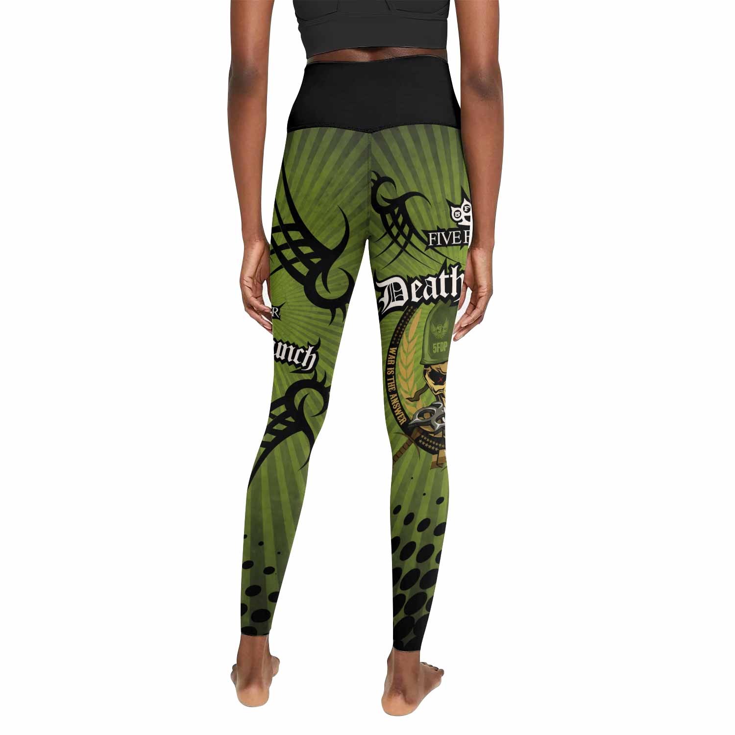 Five Finger Death Punch Green V Women's Leggings - back view mockup