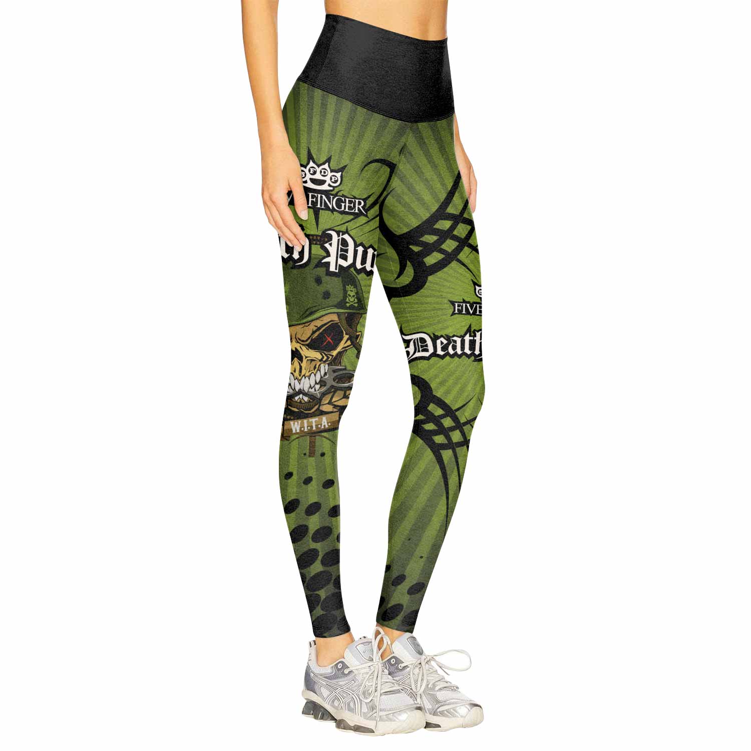 Five Finger Death Punch Green V Women's Leggings - right side mockup