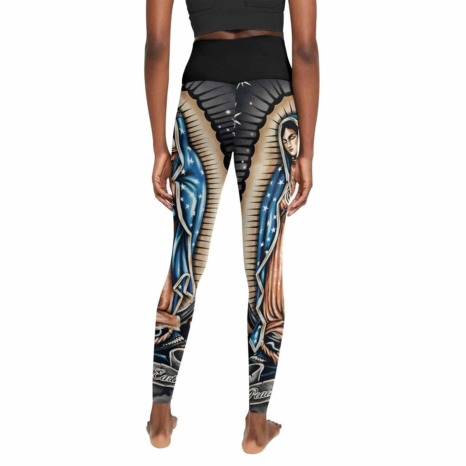 Peace on Earth Women's Leggings - back view mockup