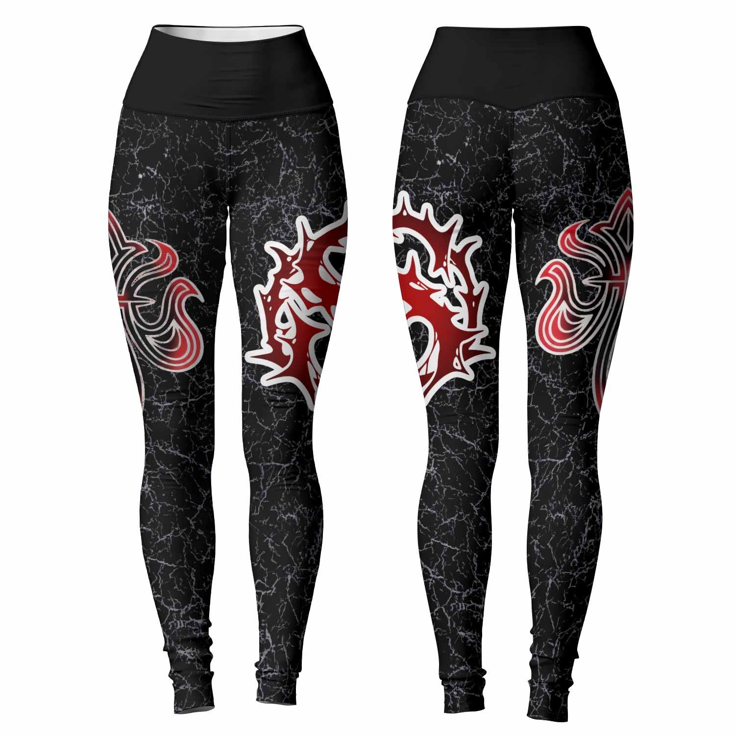 Crimson Faith Cross Women's Leggings - front and back view