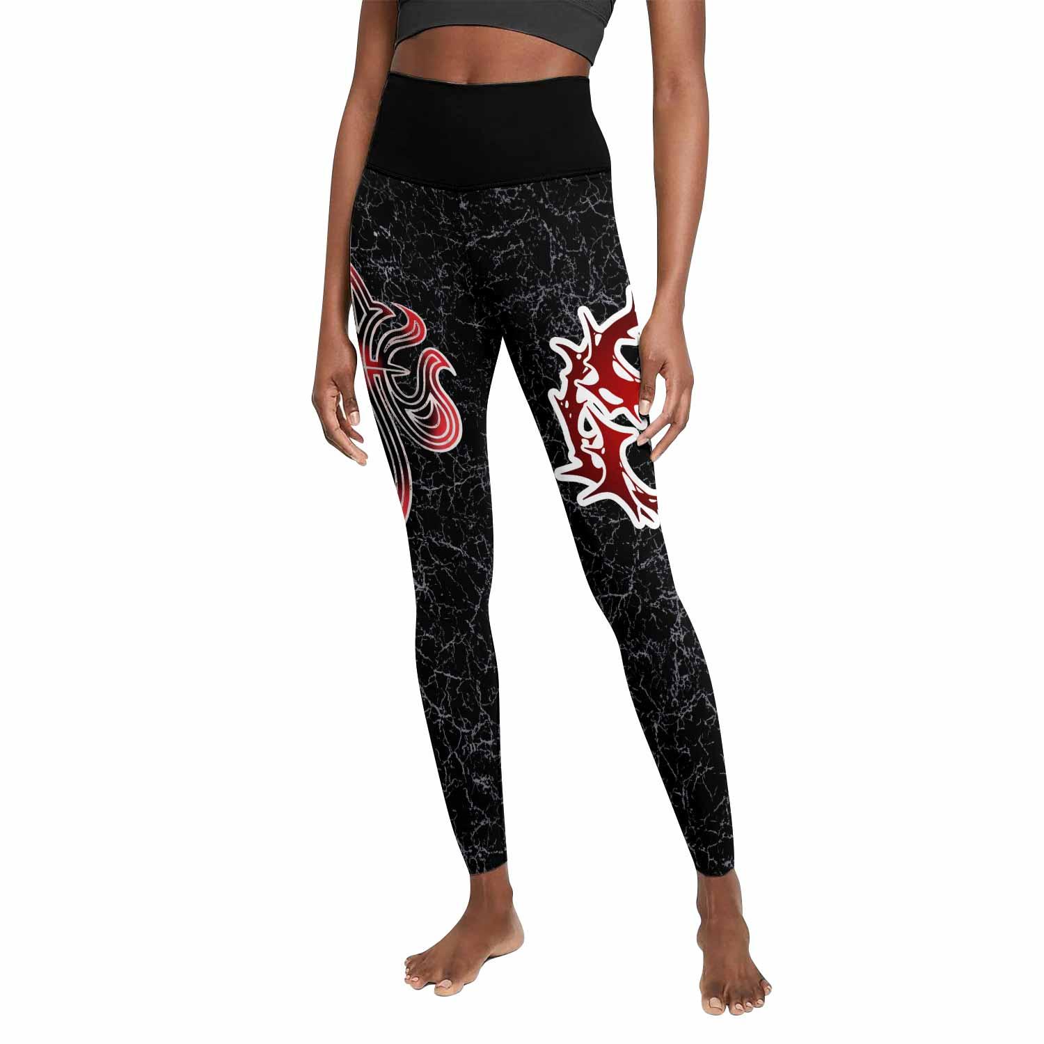 Crimson Faith Cross Women's Leggings - front view mockup