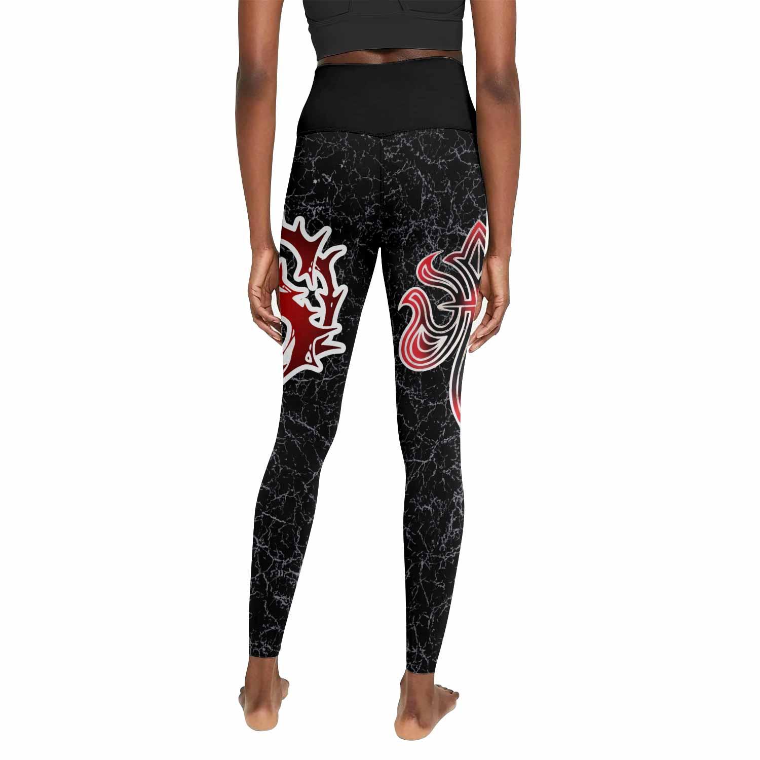 Crimson Faith Cross Women's Leggings - back view mockup