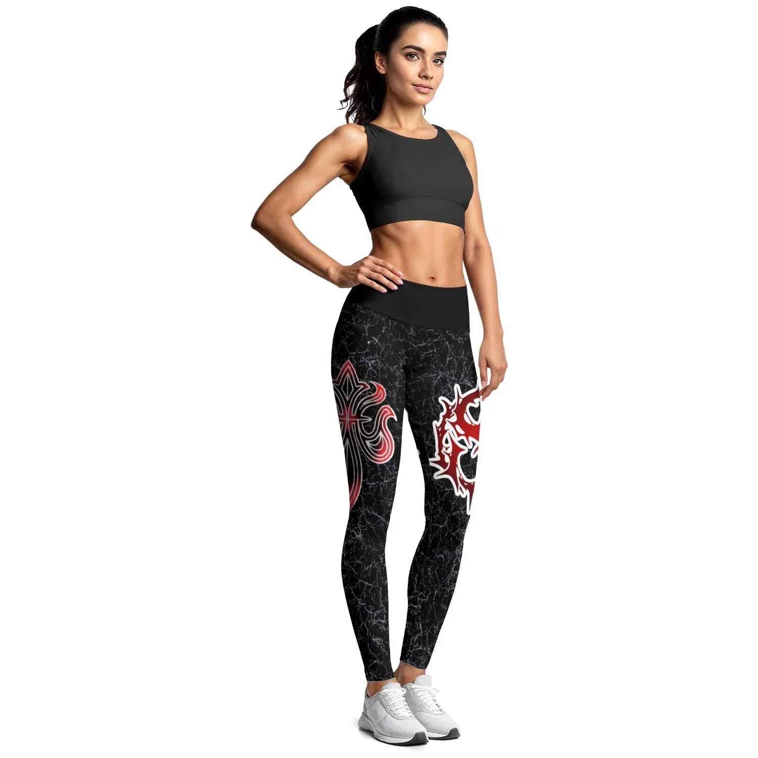 Crimson Faith Cross Women's Leggings - lifestyle view