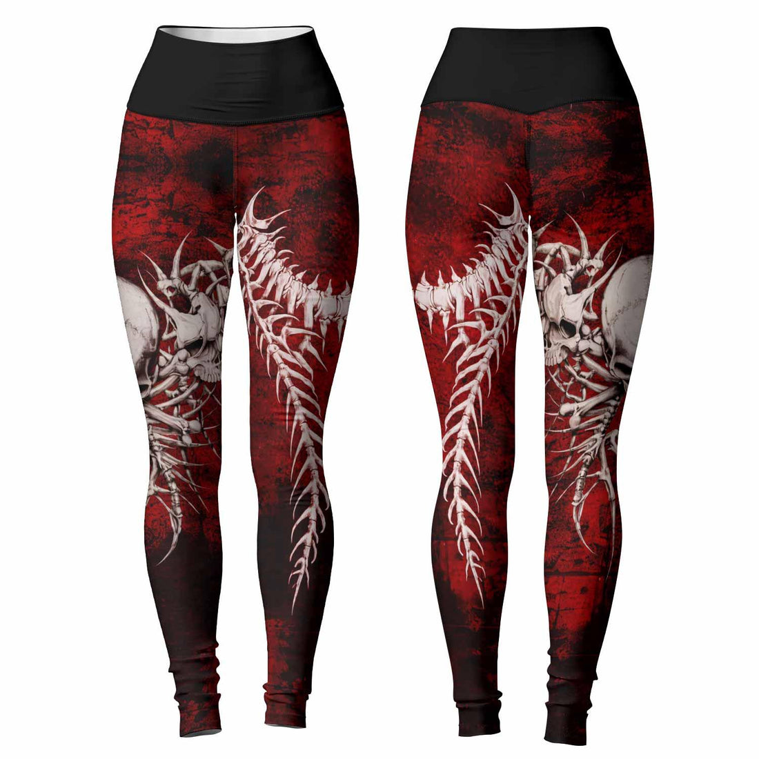 Blood Spine Skull Women's Leggings - front and back view