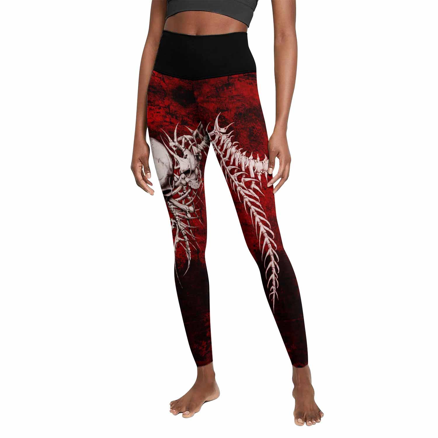 Blood Spine Skull Women's Leggings - front view mockup