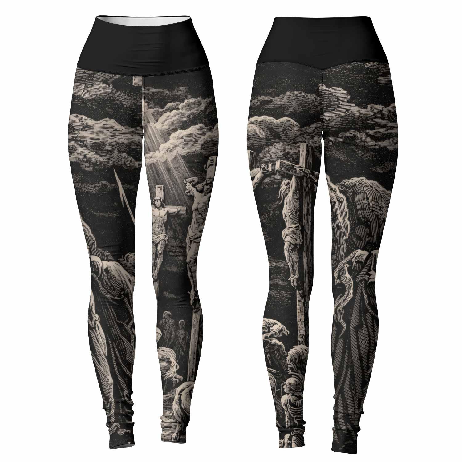 By His Stripes We Are Healed Women's Leggings - front and back view
