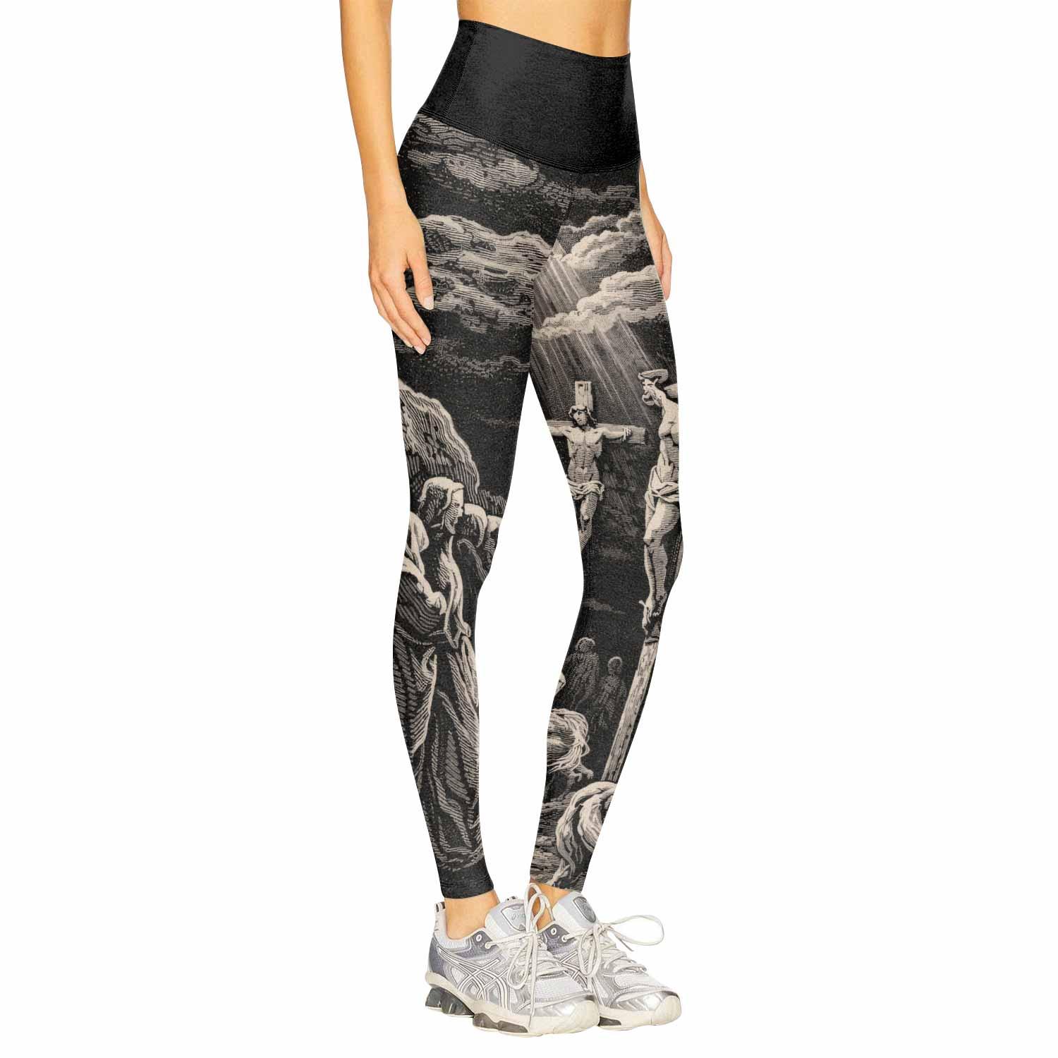 By His Stripes We Are Healed Women's Leggings - right side mockup
